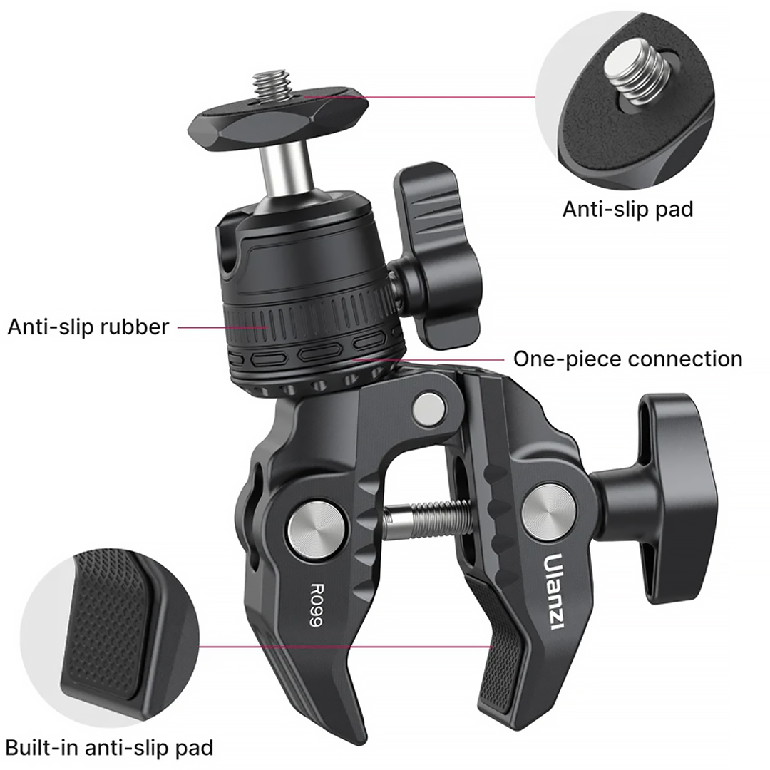 Ulanzi R099 Super Clamp with Ballhead - Image 7