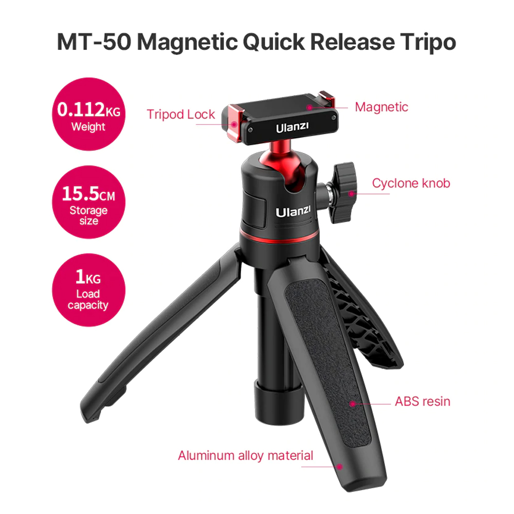 Ulanzi MT-50 Magnetic Quick Release Selfie Stick Tripod for DJI Osmo Action 3&4 - Image 4