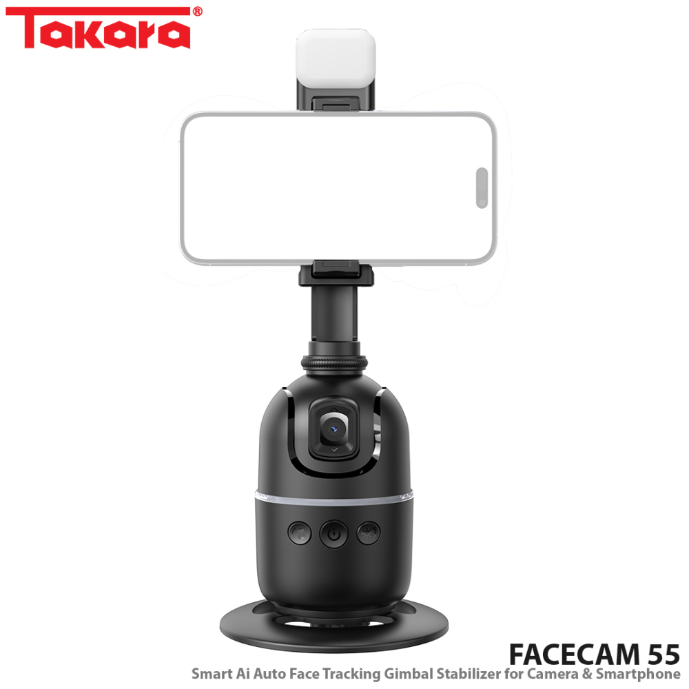 Takara FACECAM 55 Smart Ai Auto Face Tracking Gimbal Stabilizer for Camera & Smartphone