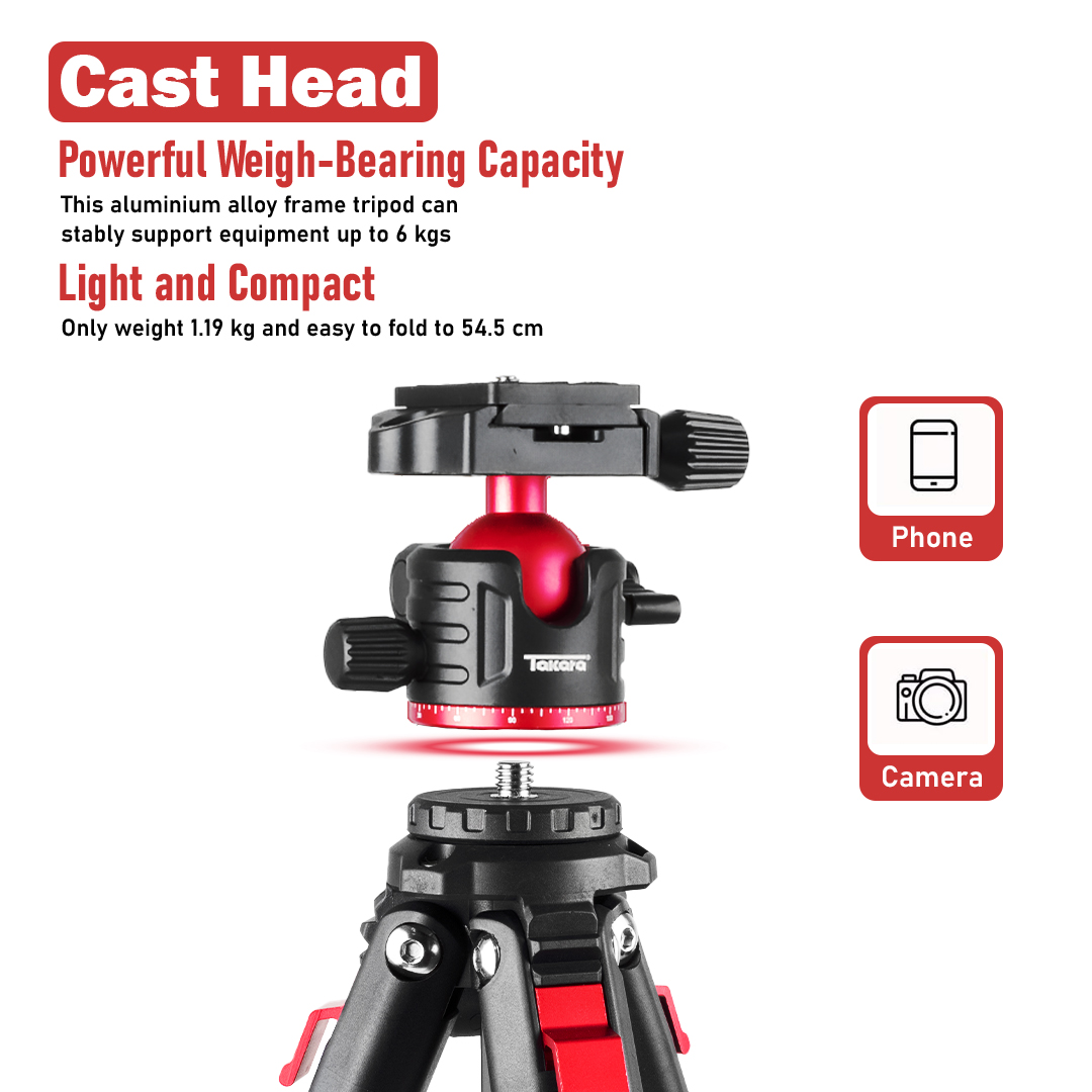 Takara PRISMA 60 Compact Traveller Tripod for Camera & Smartphone - Image 4