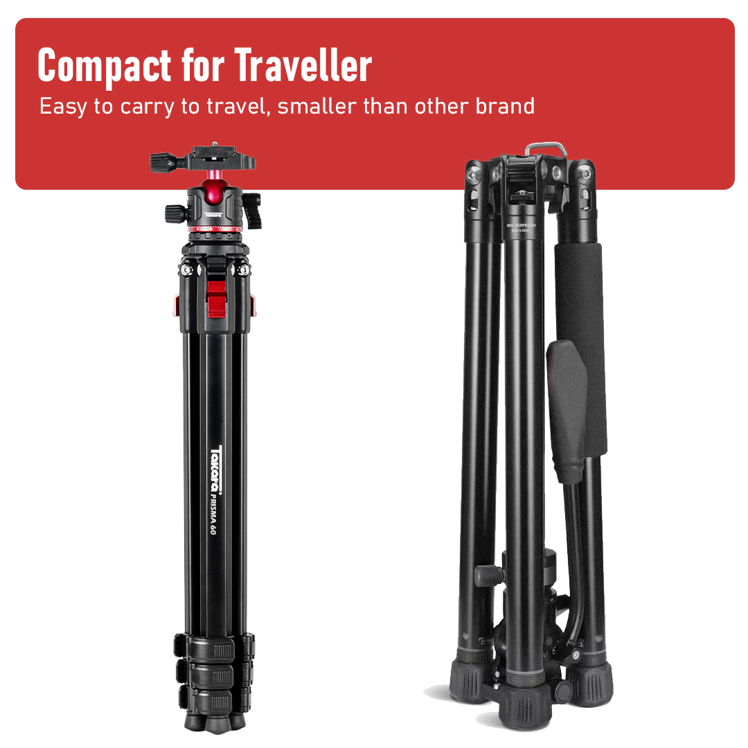 Takara PRISMA 60 Compact Traveller Tripod for Camera & Smartphone - Image 8
