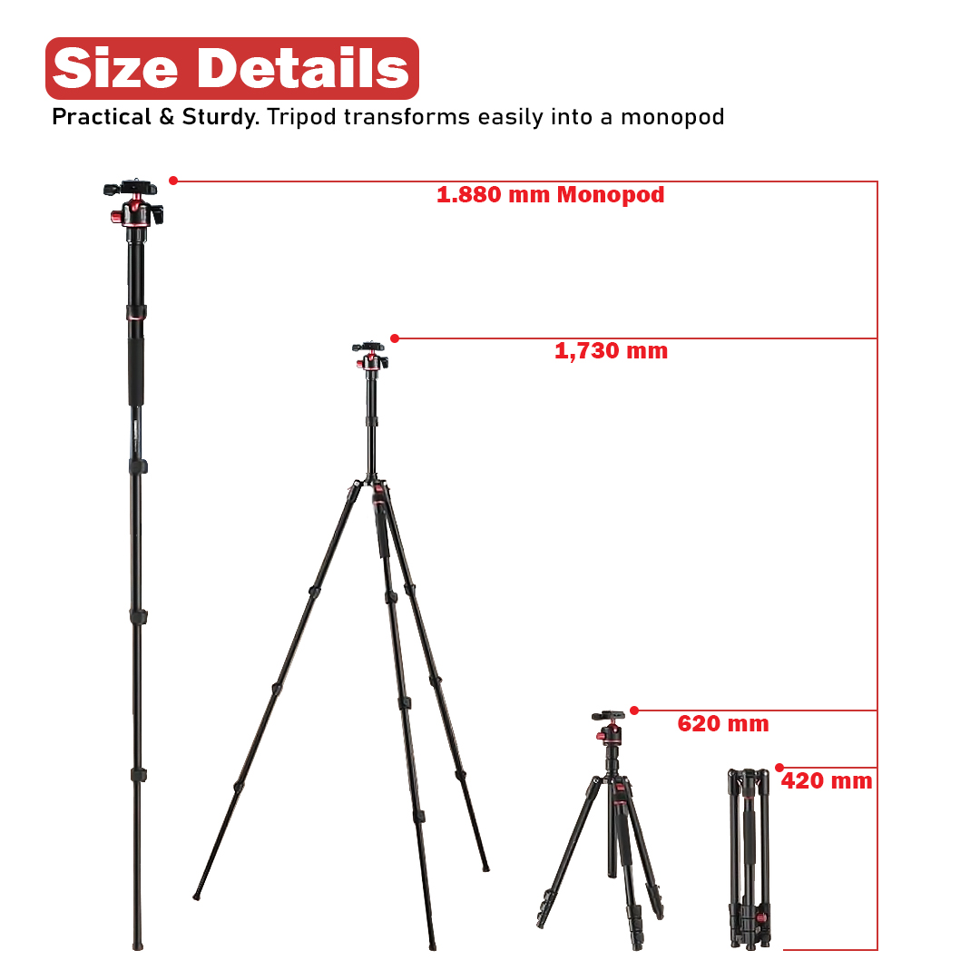 Takara ROVER 60 Compact 2 in 1 Traveller Tripod Monopod - Image 7