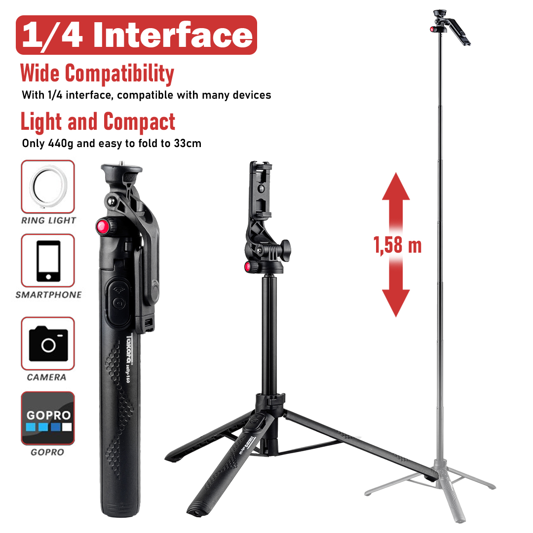 Takara Selly-160 Mini Tripod Selfie Stick with Shutter Remote - Image 2