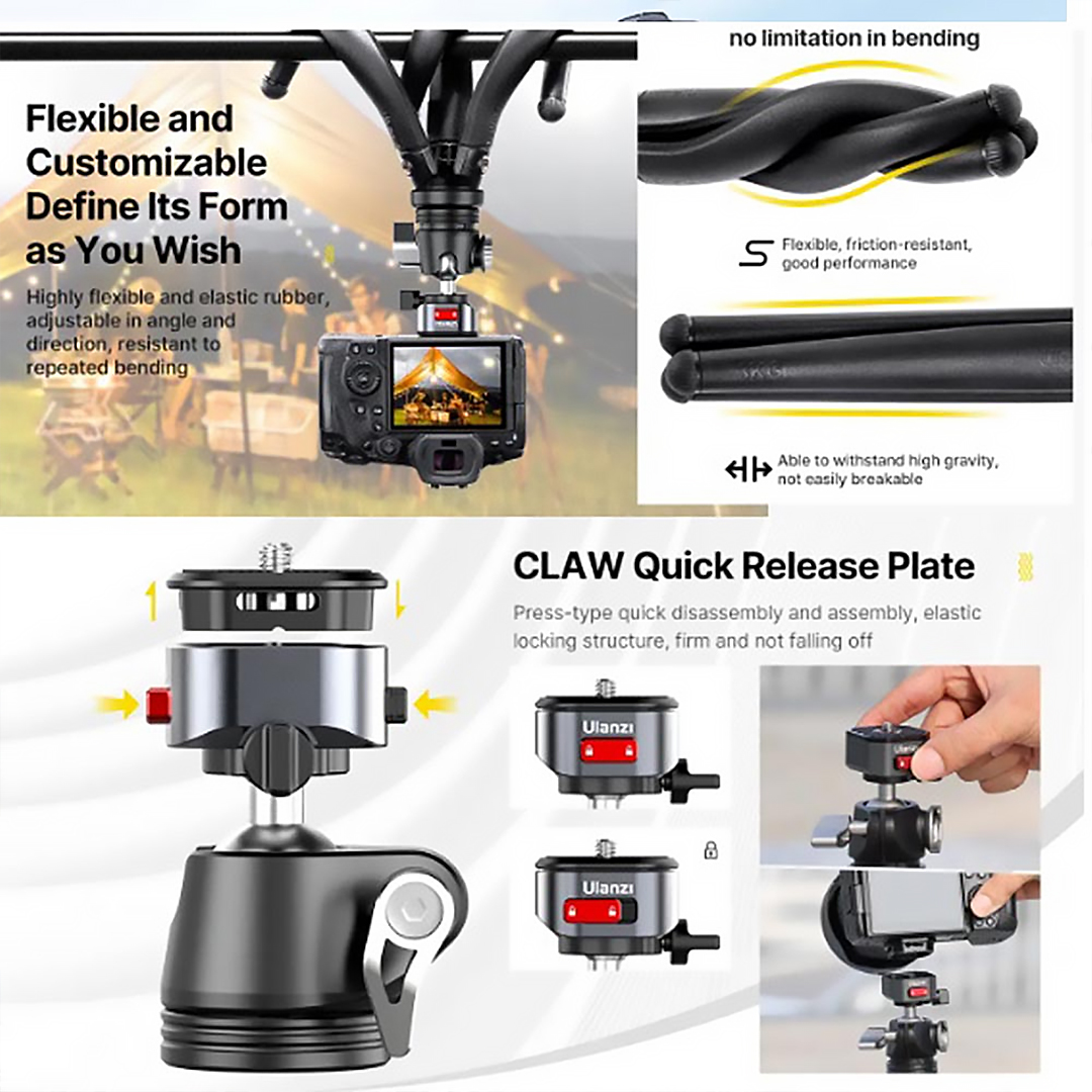 Ulanzi Claw MT-68 Quick Release Flexible Octopus Tripod - Image 3
