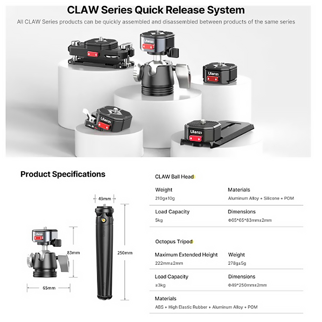 Ulanzi Claw MT-68 Quick Release Flexible Octopus Tripod - Image 7