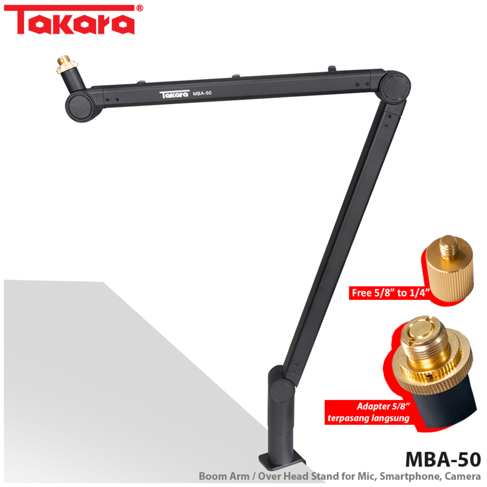 Takara MBA-50 Boom Arm / Over Head Stand for Mic, Smartphone, Camera