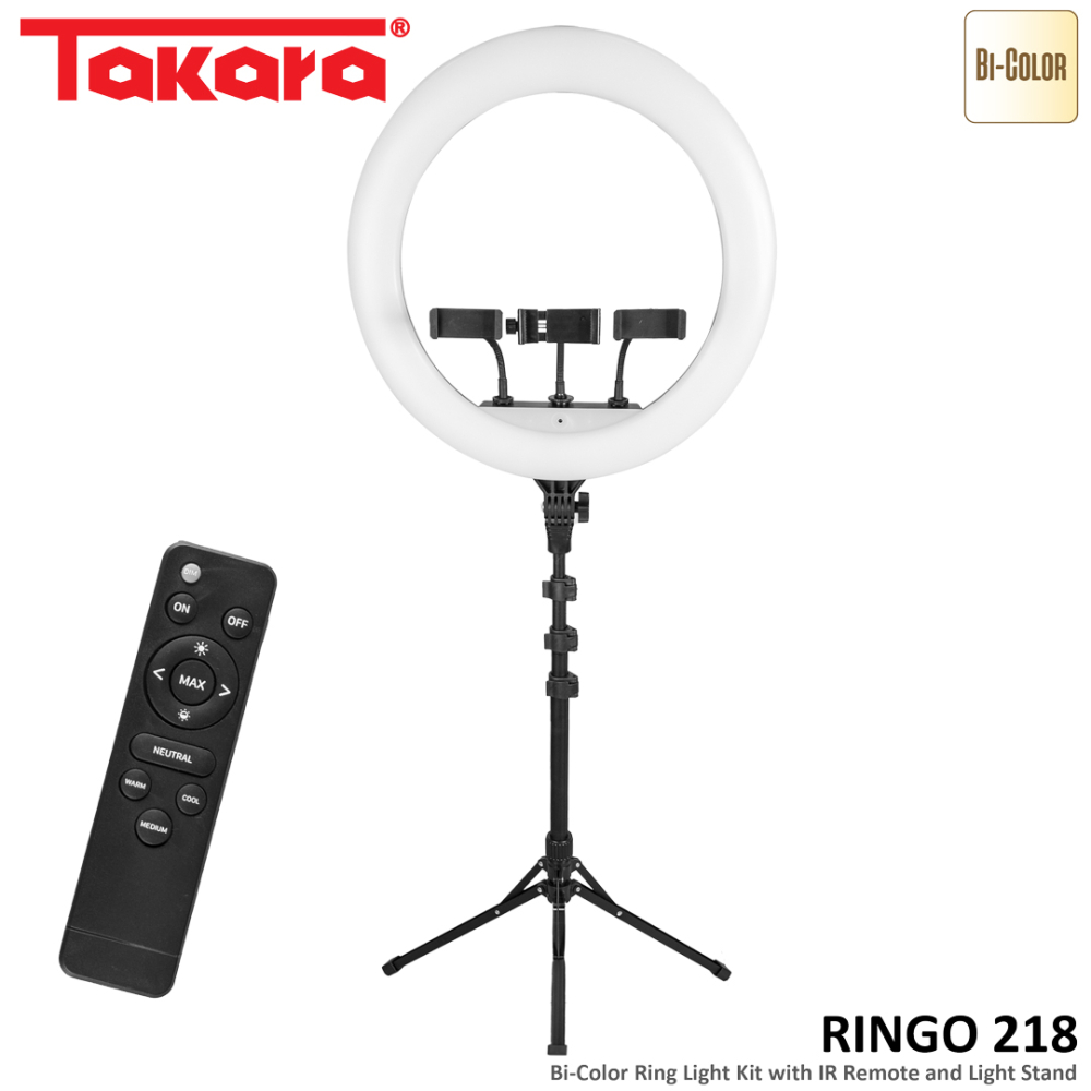 Takara Ringo 218 Professional 18" Bi-Color Ring Light LED Video Light with Light Stand & IR Remote