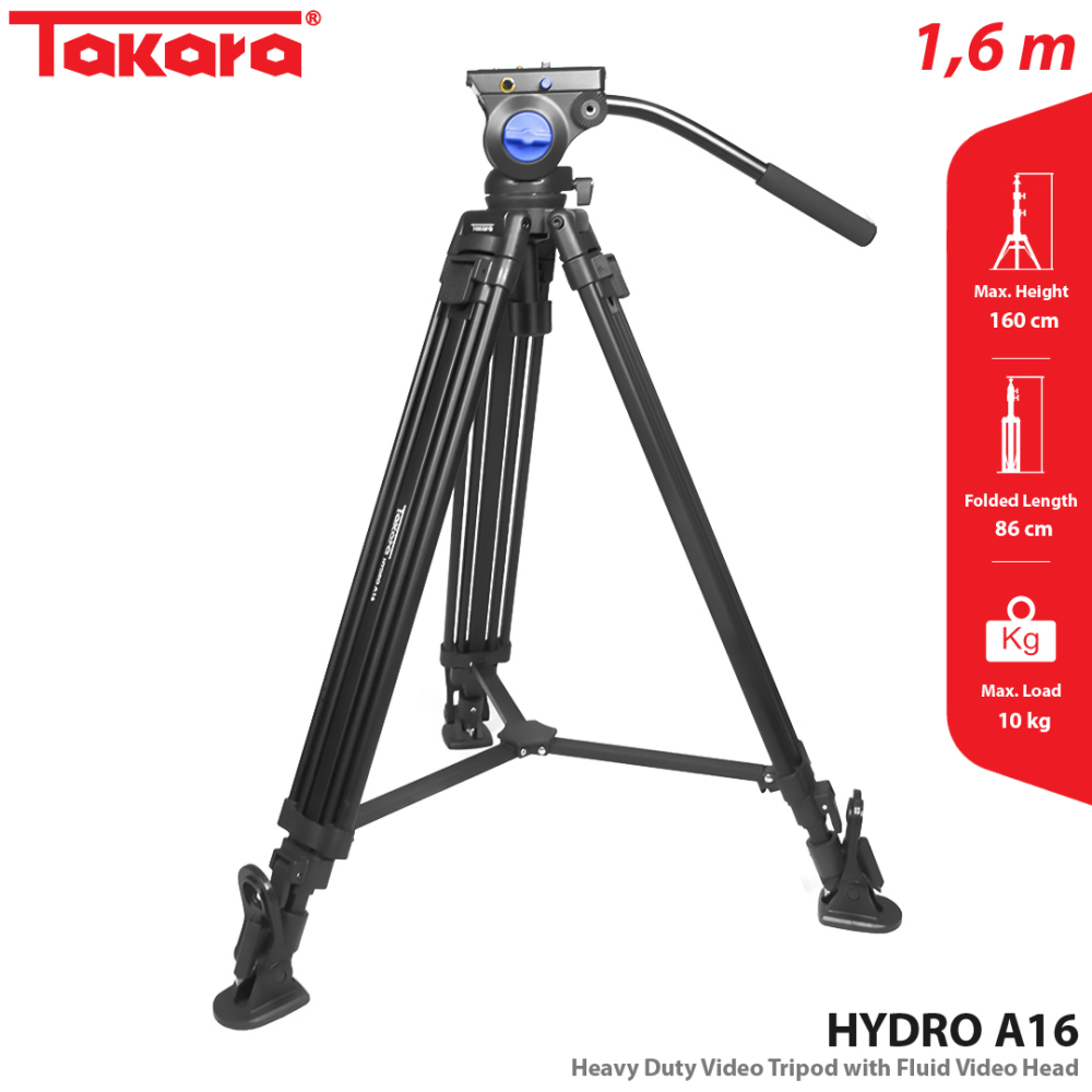Takara HYDRO A16 Heavy Duty Video Tripod with Fluid Video Head