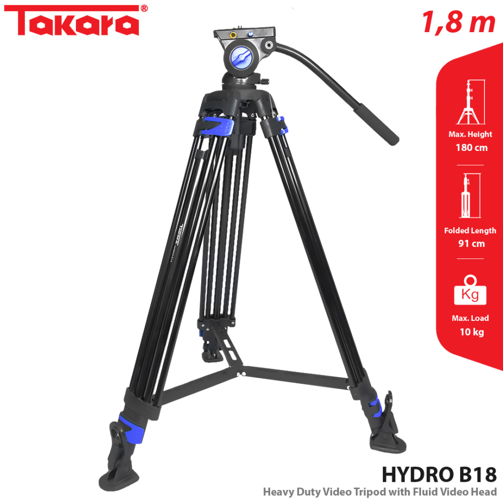 Takara HYDRO B18 Heavy Duty Video Tripod with Fluid Video Head