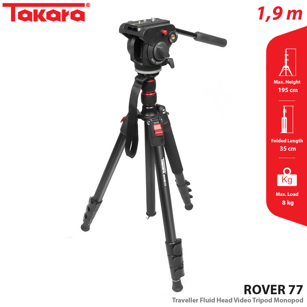 Takara ROVER 77 Traveller Fluid Head Video Tripod Monopod