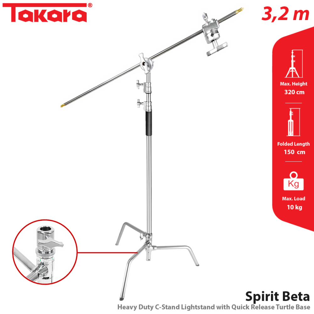 Takara Spirit Beta Heavy Duty C-Stand Lightstand with Quick Release Turtle Base