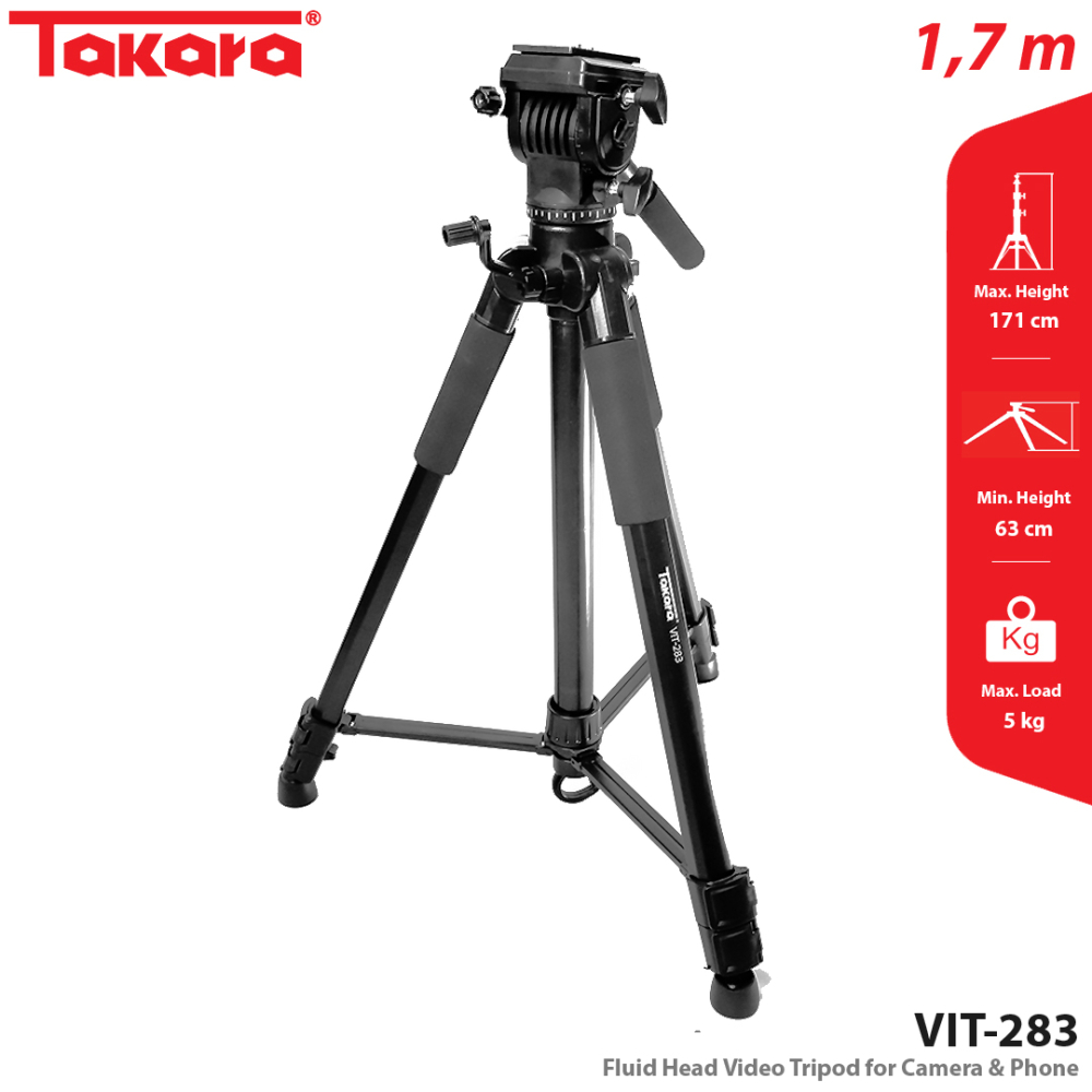 Takara VIT-283 Fluid Head Video Tripod for Camera & Phone