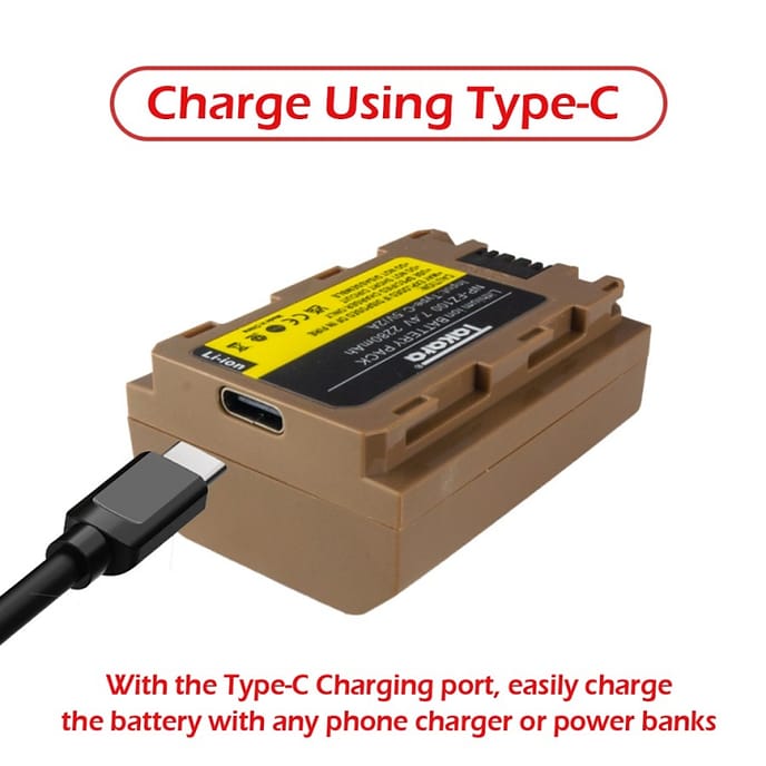 Takara NP-FZ100 Battery with USB Type-C for Sony Camera - Image 3