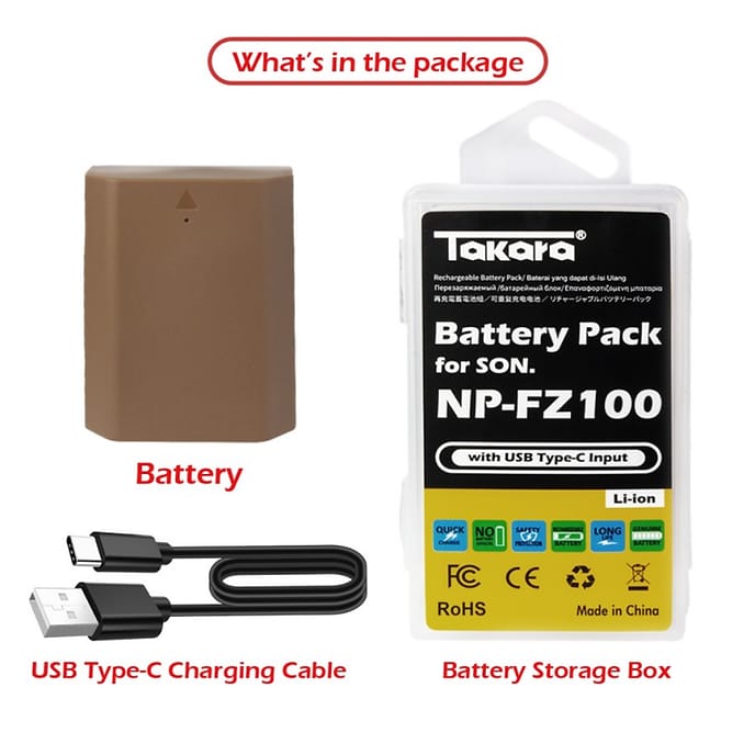 Takara NP-FZ100 Battery with USB Type-C for Sony Camera - Image 5
