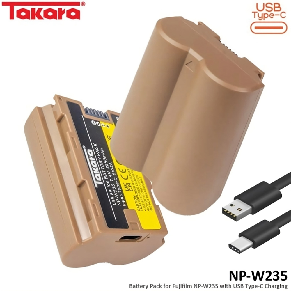 Takara NP-W235 Battery with USB Type-C for Fujifilm Camera