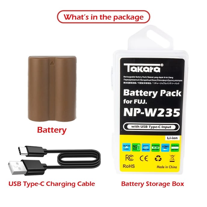 Takara NP-W235 Battery with USB Type-C for Fujifilm Camera - Image 5