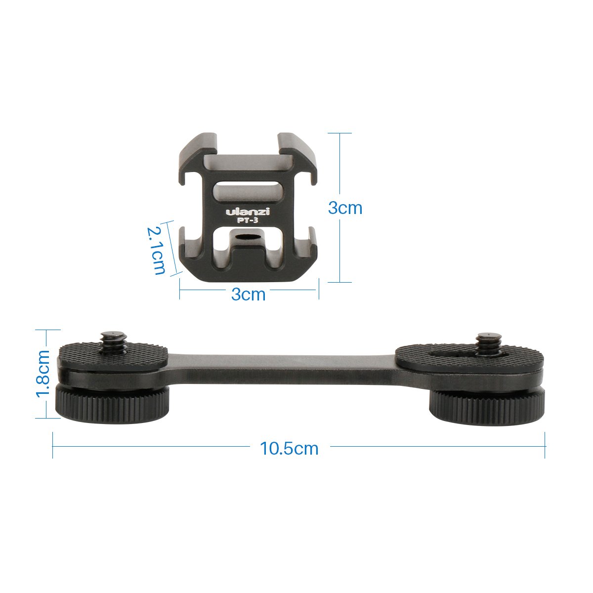 Ulanzi PT-3 Triple Cold Shoe Mount Adapter Bracket for Mic LED - Image 2