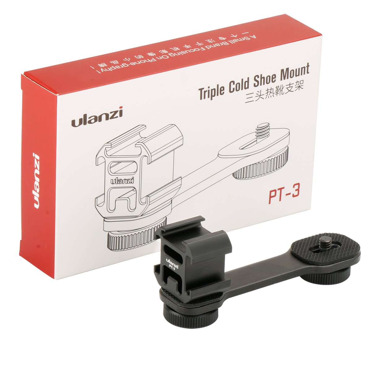 Ulanzi PT-3 Triple Cold Shoe Mount Adapter Bracket for Mic LED - Image 3