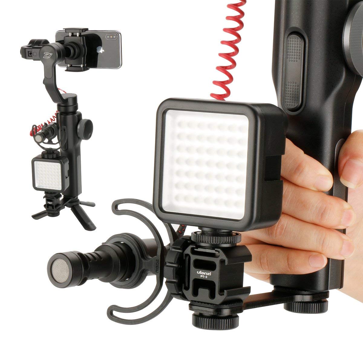 Ulanzi PT-3 Triple Cold Shoe Mount Adapter Bracket for Mic LED - Image 6