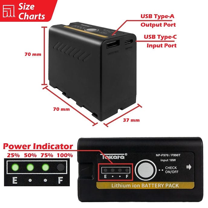Takara Battery for Sony NP-F970 / F990T - Image 4