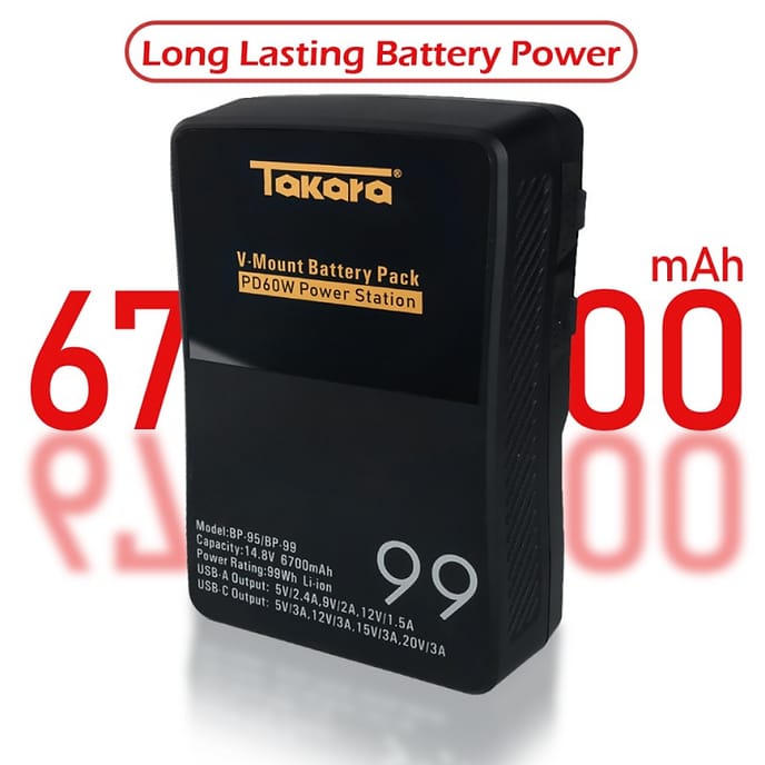 Takara BP-99/95 V-Mount Battery with USB Type-C - Image 2