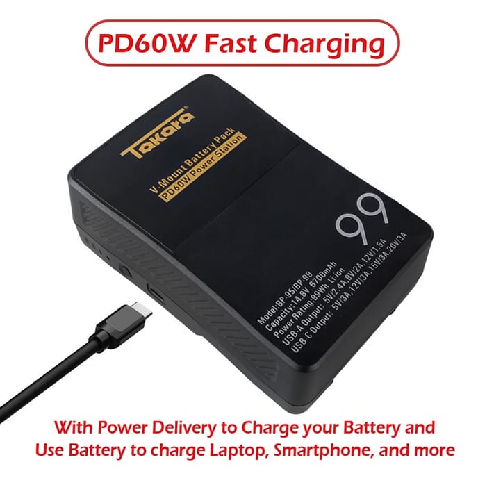 Takara BP-99/95 V-Mount Battery with USB Type-C - Image 3