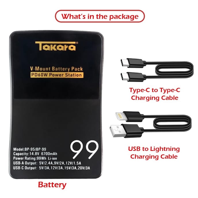 Takara BP-99/95 V-Mount Battery with USB Type-C - Image 5