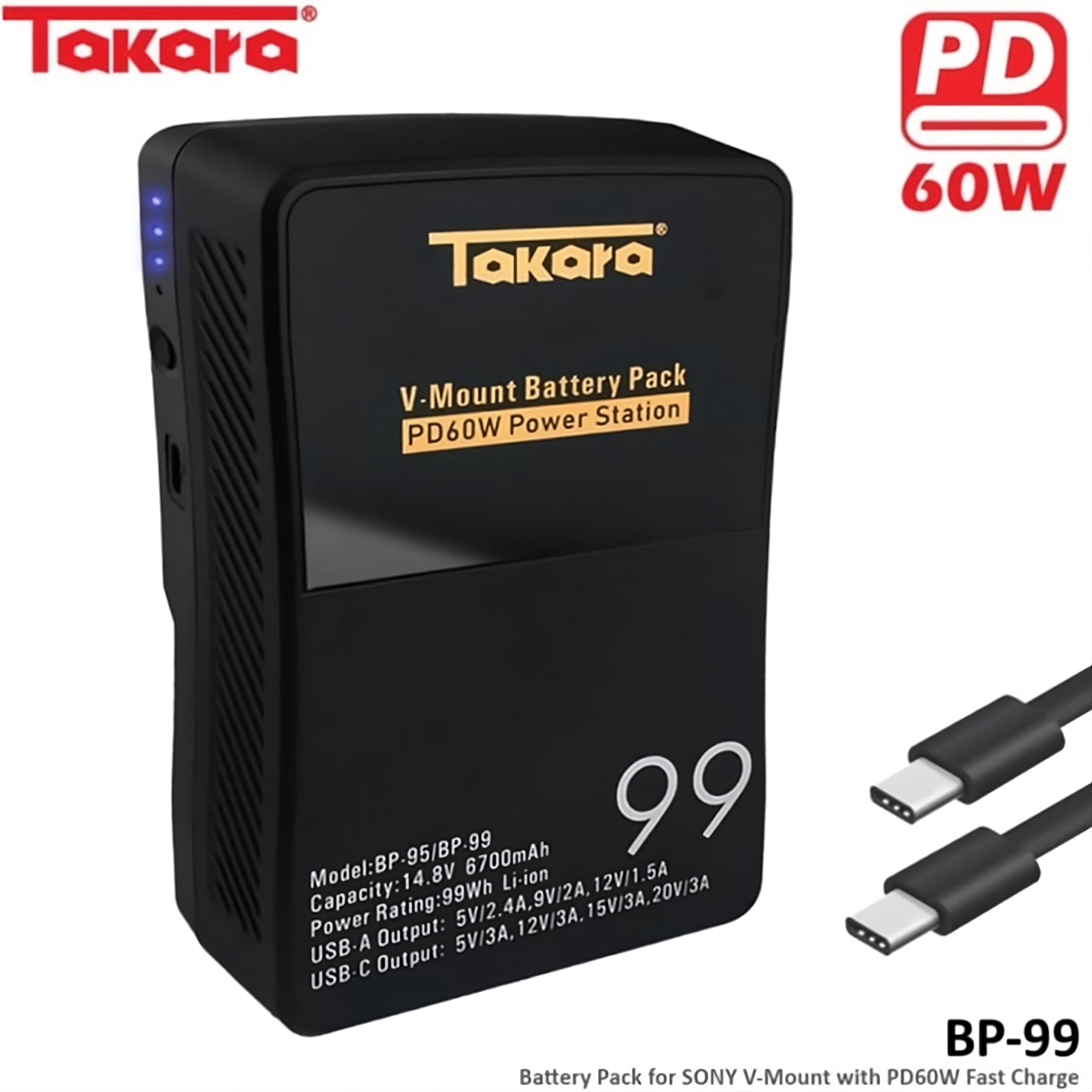 Takara BP-99/95 V-Mount Battery with USB Type-C