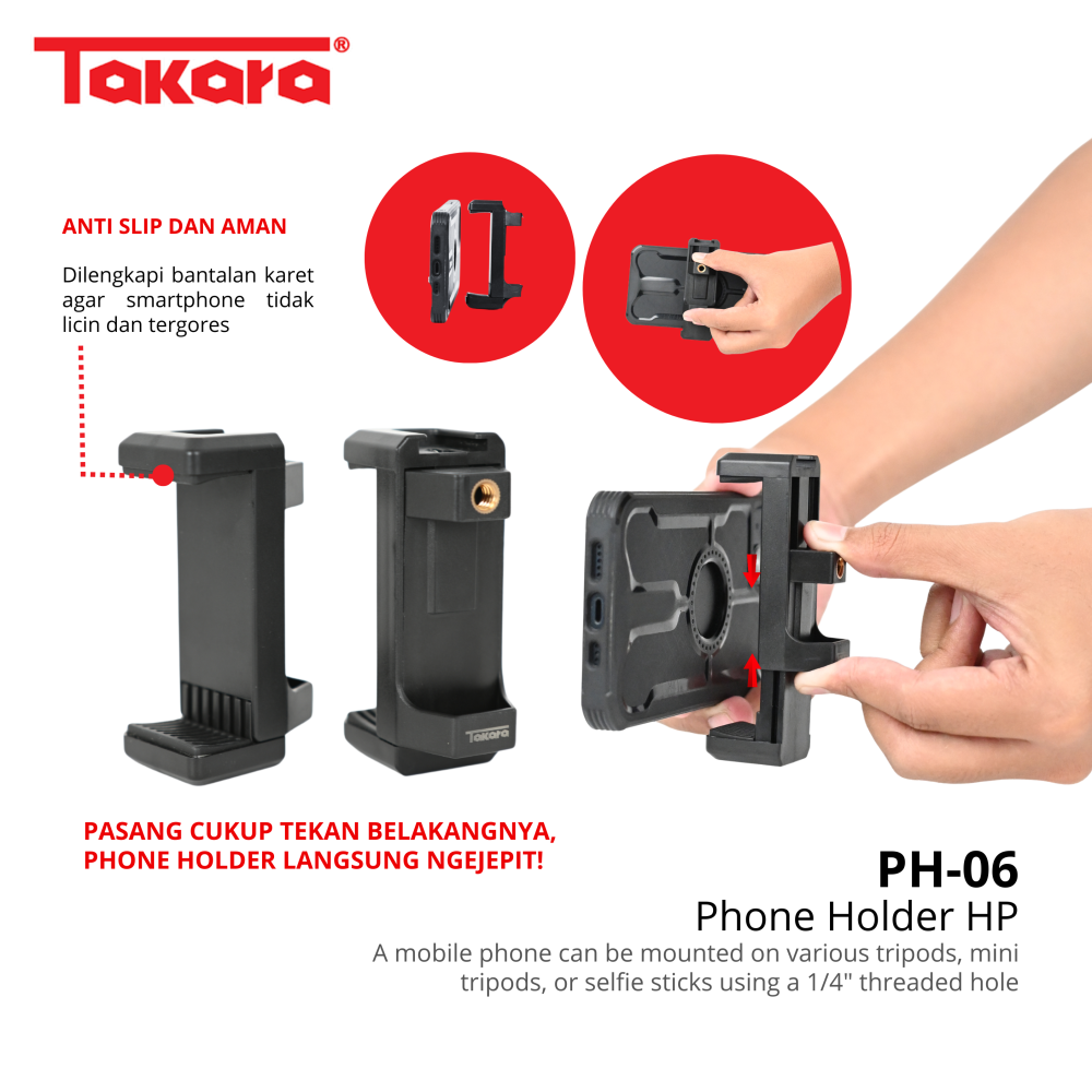 Takara PH-06 Back to Back Easy Use Phone Holder with Cold Shoe