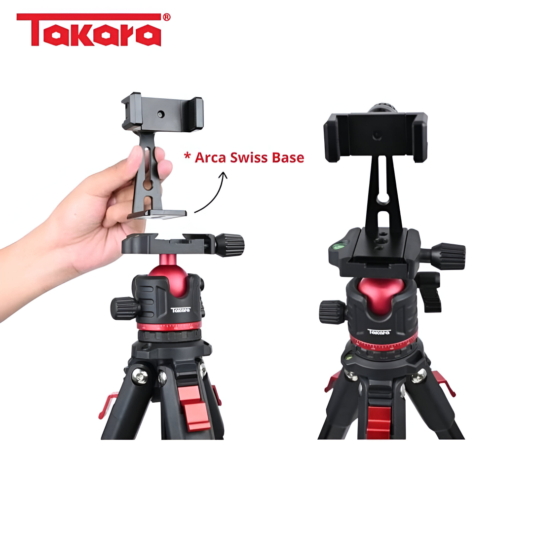 Takara PH-08 Adjustable 360 Metal Phone Holder with Dual Cold Shoe Mount & Arca-Swiss Base Plat - Image 6