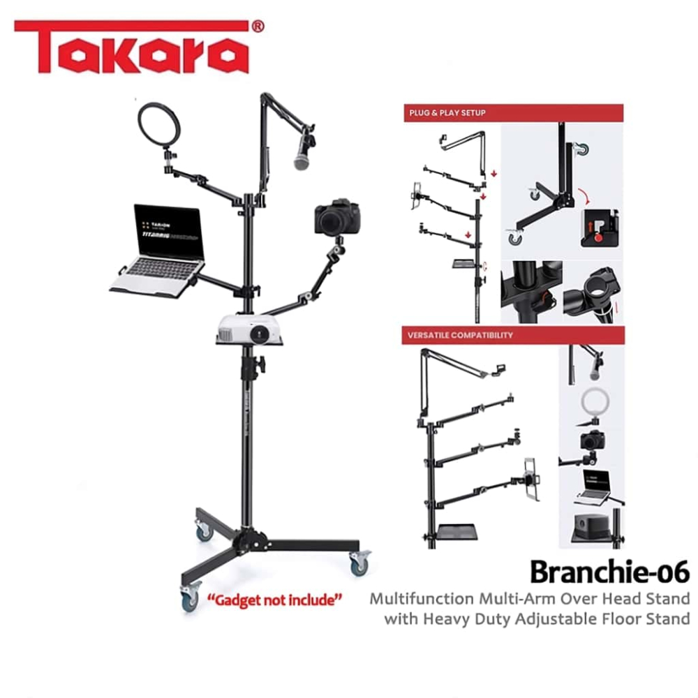 Takara Branchie-06 Multi Boom Arm Over Head Stand for Gadget Mic Camera Laptop Tablet
