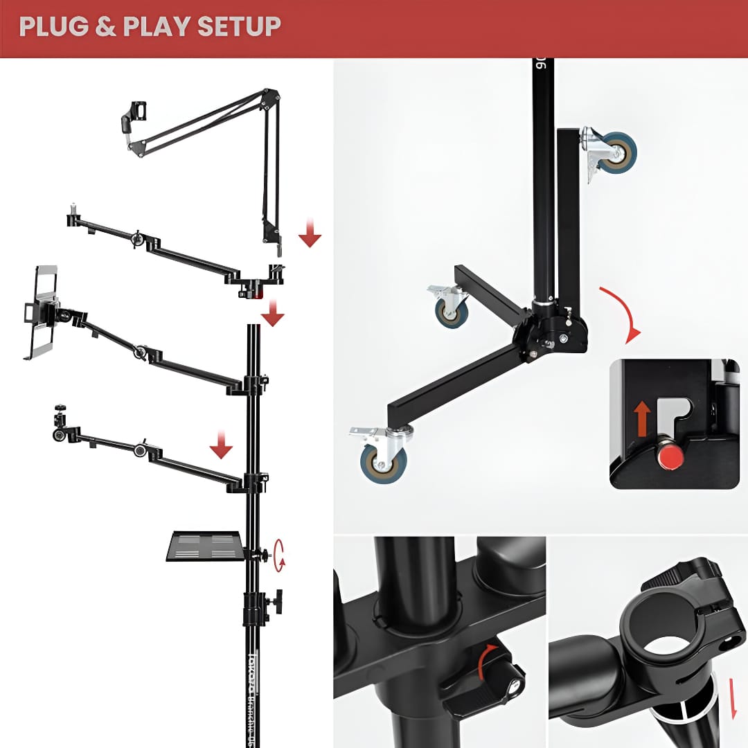 Takara Branchie-06 Multi Boom Arm Over Head Stand for Gadget Mic Camera Laptop Tablet - Image 3