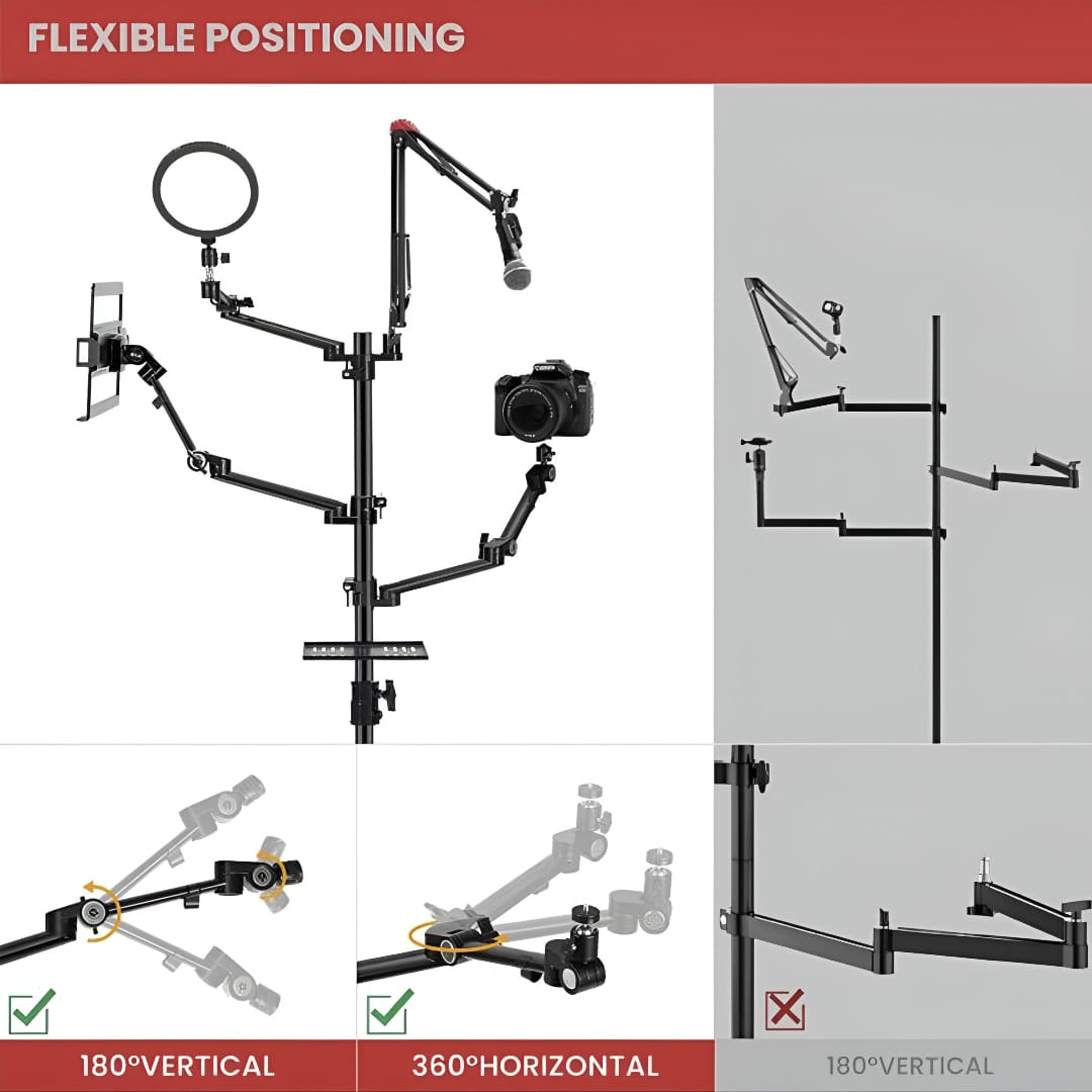 Takara Branchie-06 Multi Boom Arm Over Head Stand for Gadget Mic Camera Laptop Tablet - Image 4