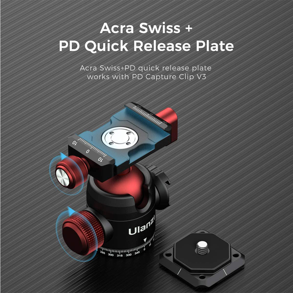 Ulanzi U-70 Creative Ball Head with Cold Shoe & Arca Swiss Plate - Image 2