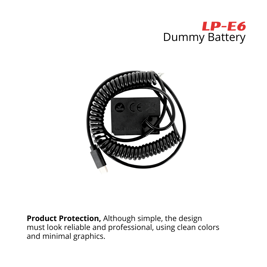 Takara Dummy Battery USB Type-C for CANON LP-E6 - Image 2