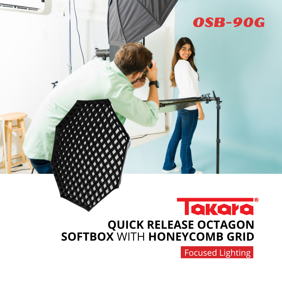 Takara OSB-90G Quick Release Octagon Softbox 90cm with Honeycomb Grid Lightweight & Foldable Umbrella Softbox - Image 5
