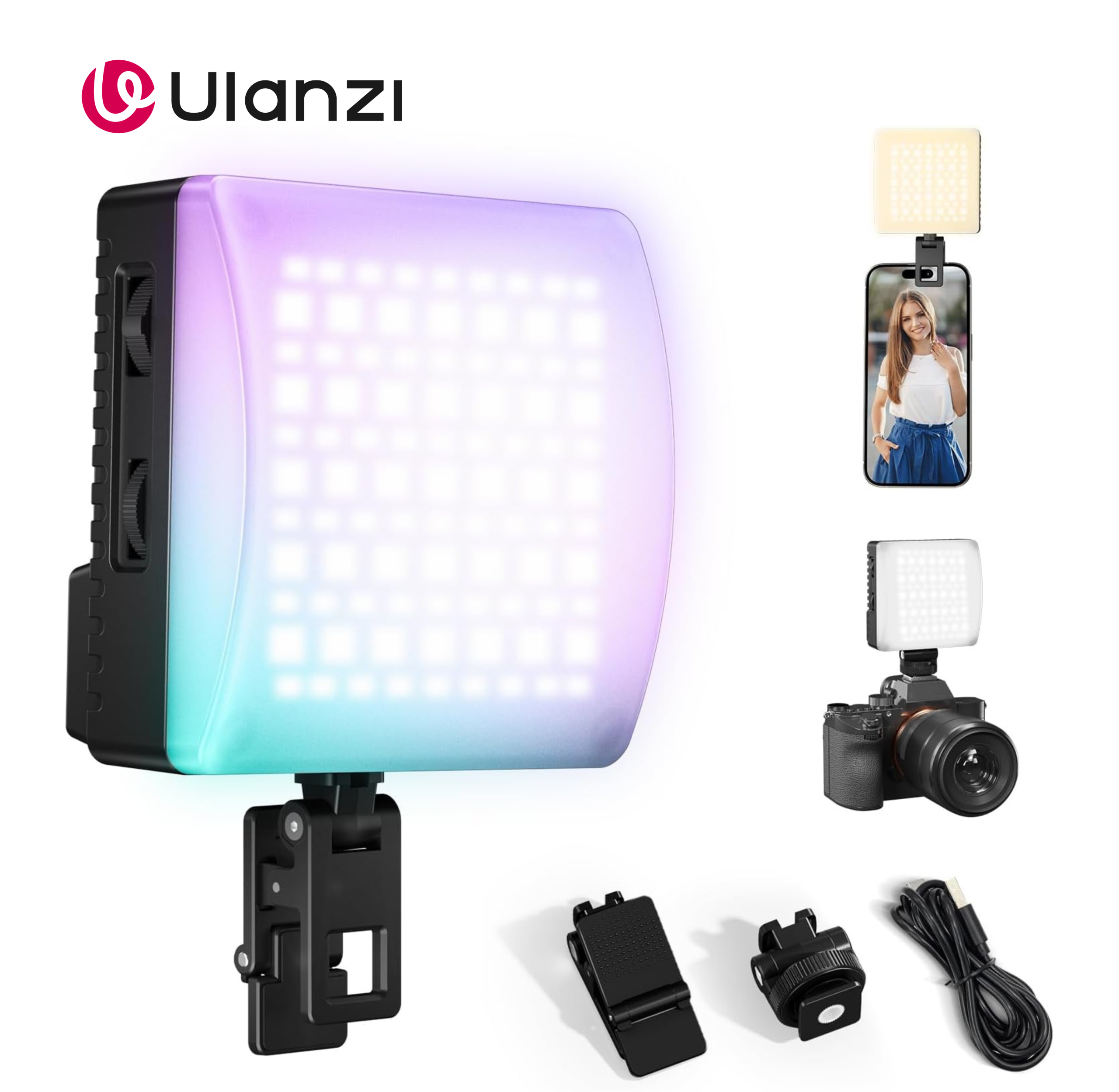 Ulanzi C10RGB 10W RGB LED Video Light with Smartphone clamp for Smartphone & Camera