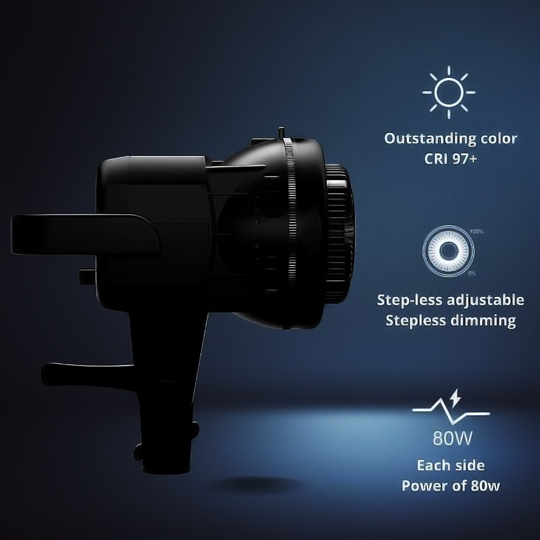 GVM SD80D 80w Spoltlight COB LED Video Light Bi-Color 2700K to 7500K - Image 2