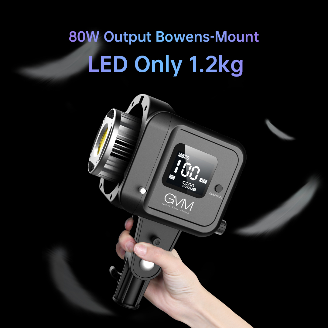 GVM SD80D 80w Spoltlight COB LED Video Light Bi-Color 2700K to 7500K - Image 3
