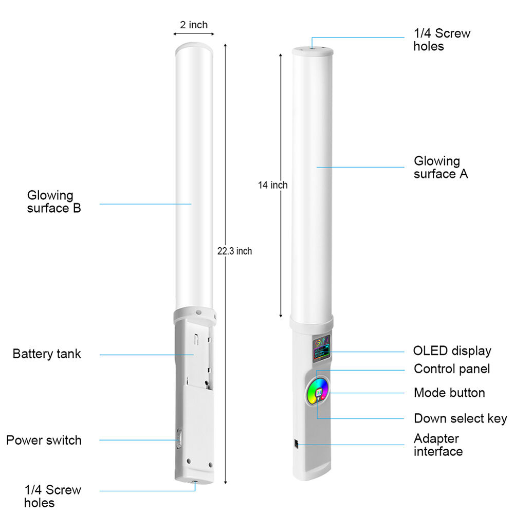 GVM-T20R 20W RGB & Bi-Color Wand Light Led Stick - Image 9