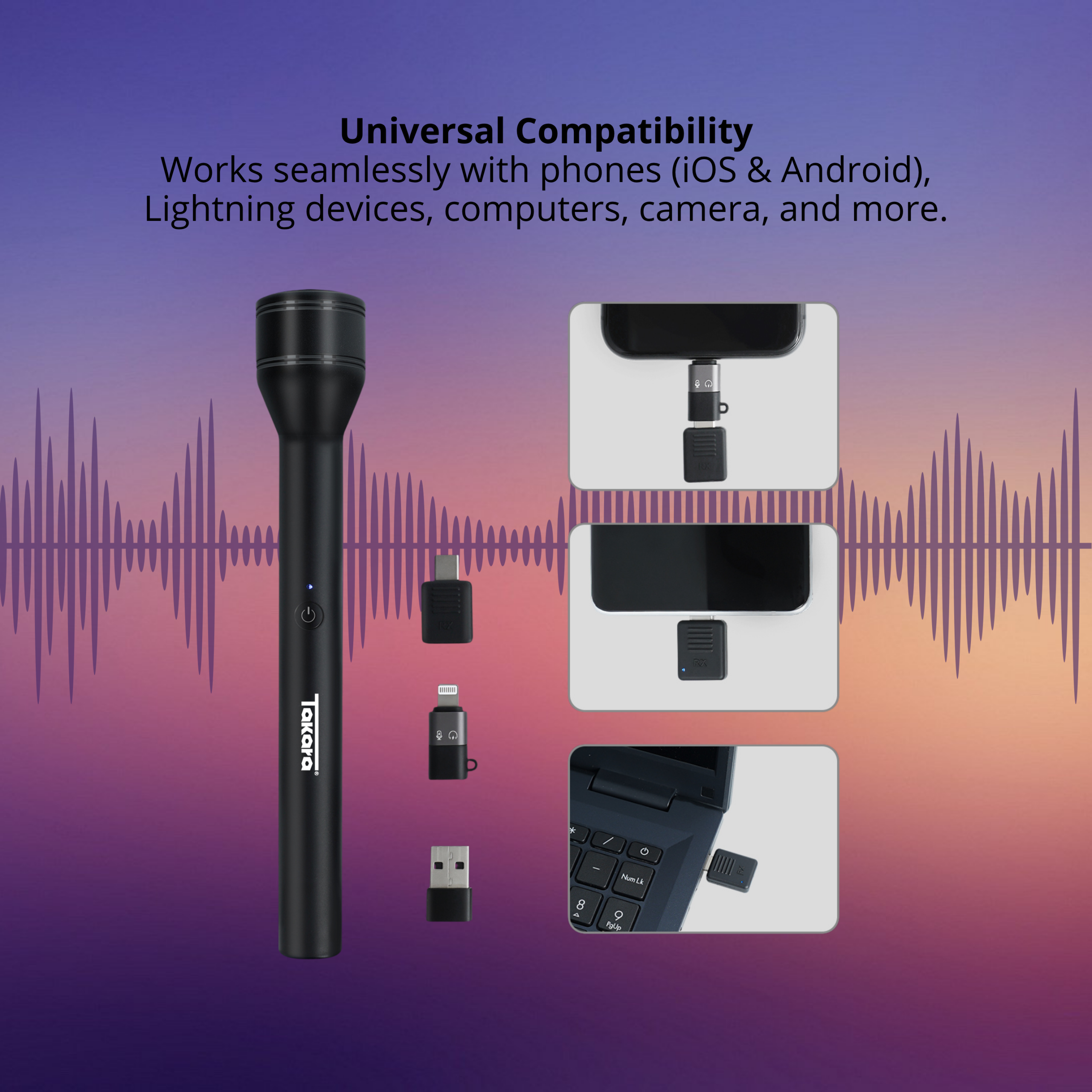 Takara HM-200 Wireless Handheld Mic Microphone Universal Compability - Image 2
