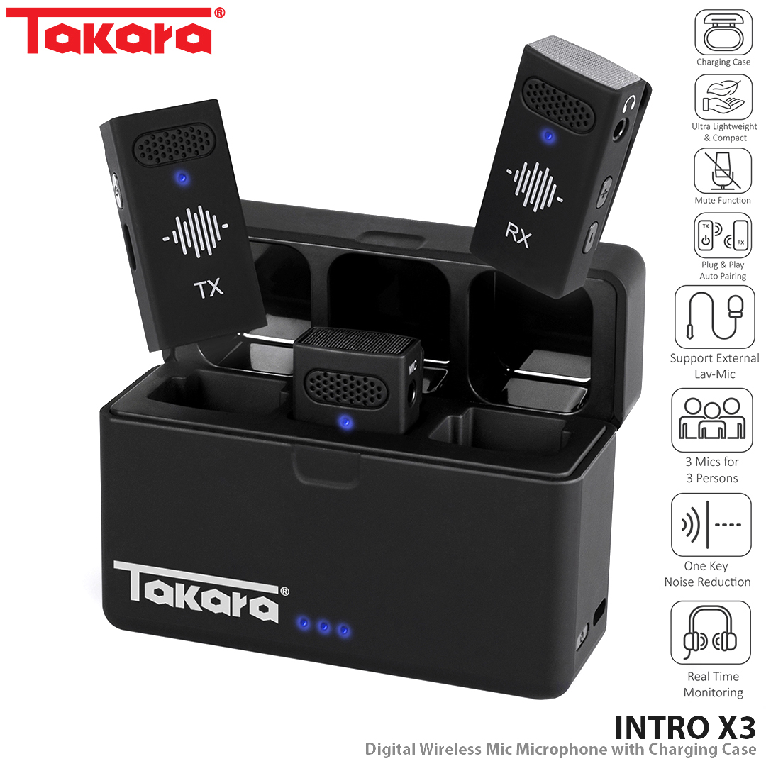 Takara INTRO X3 Digital Wireless Mic Microphone with Charging Case