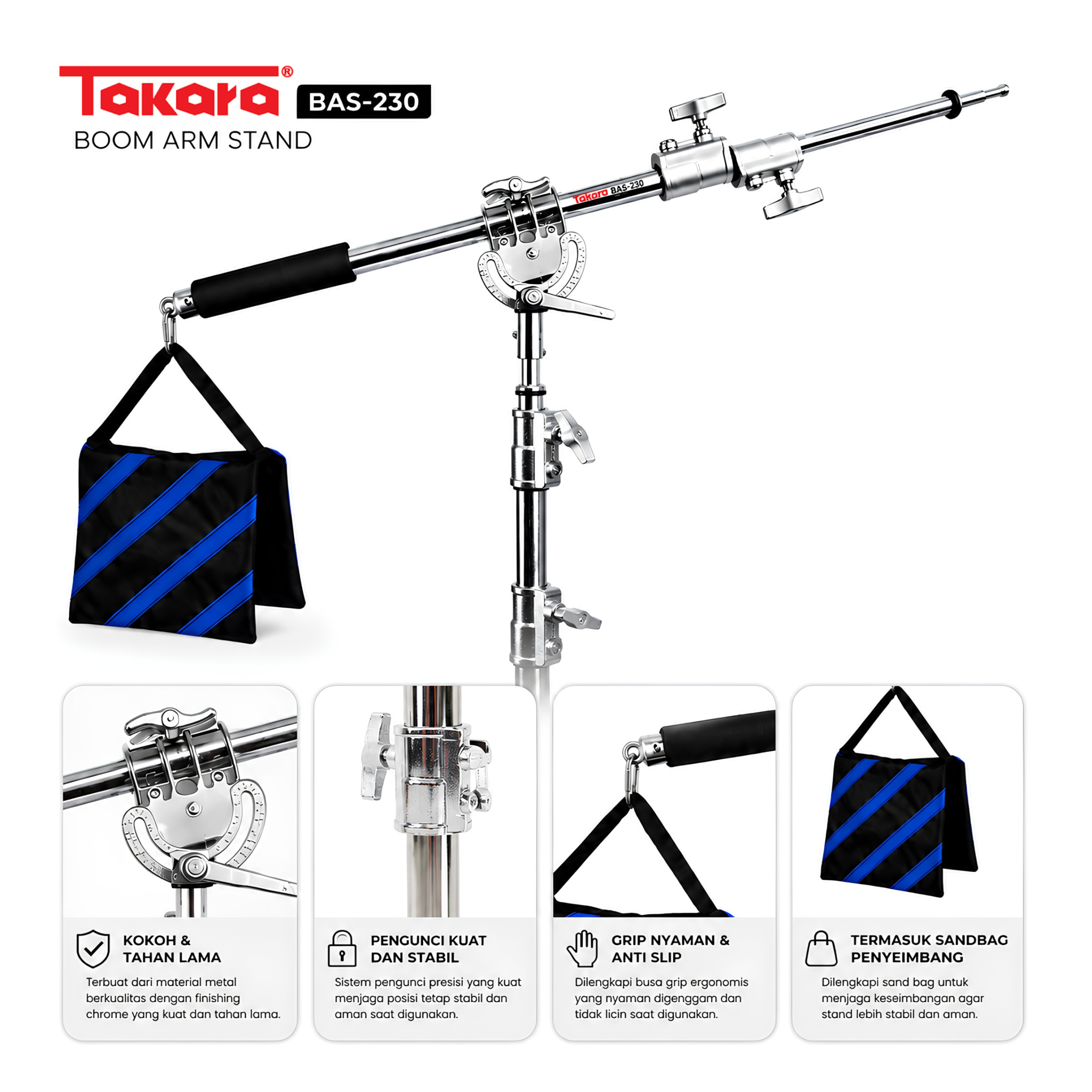 Takara BAS-230 Heavy Duty Boom Arm with Sand Bag - Image 3