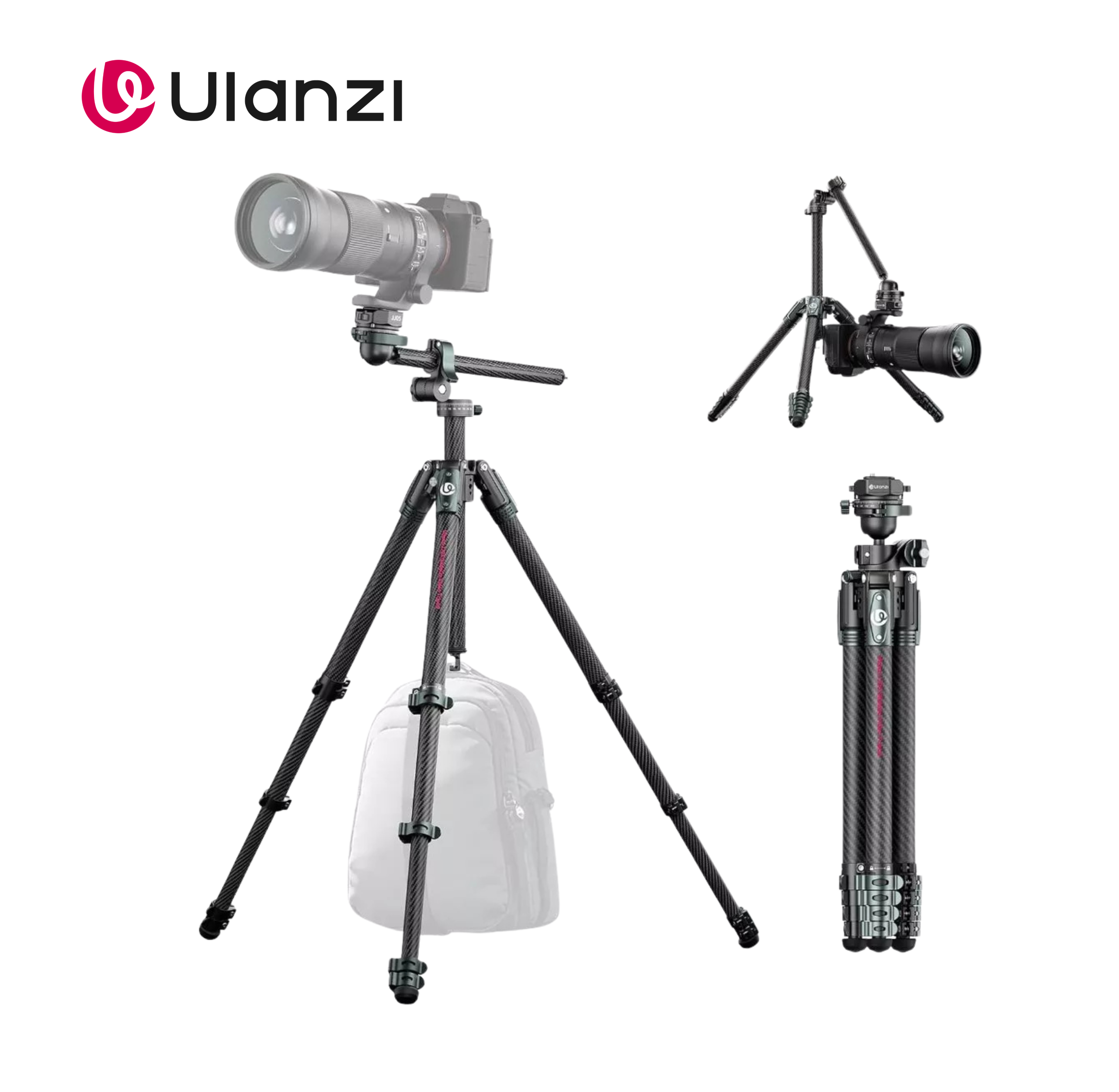 Ulanzi JJ05 GlideGO Universal Carbon Fiber Travel Tripod UKA Quick Release Head