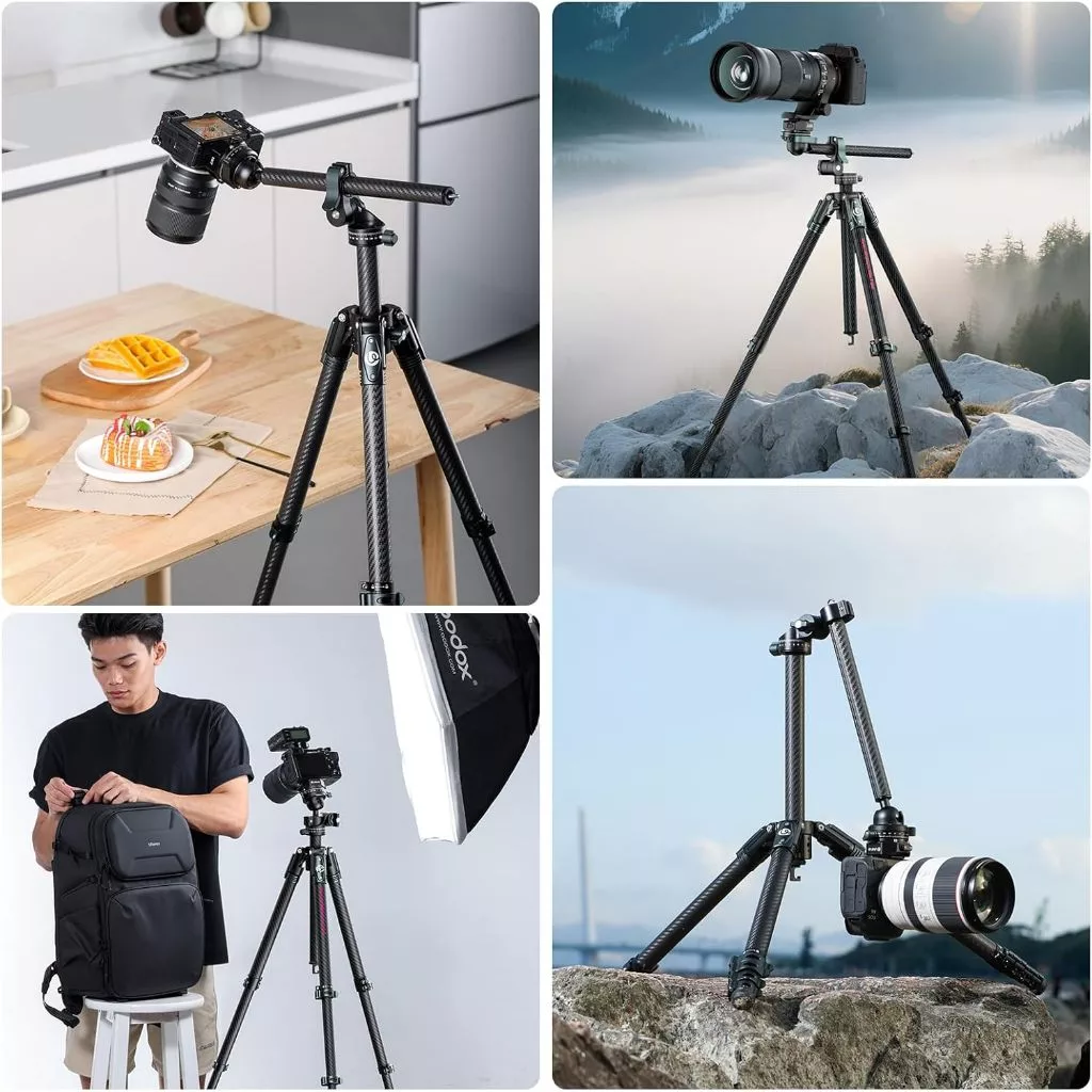Ulanzi JJ05 GlideGO Universal Carbon Fiber Travel Tripod UKA Quick Release Head - Image 2
