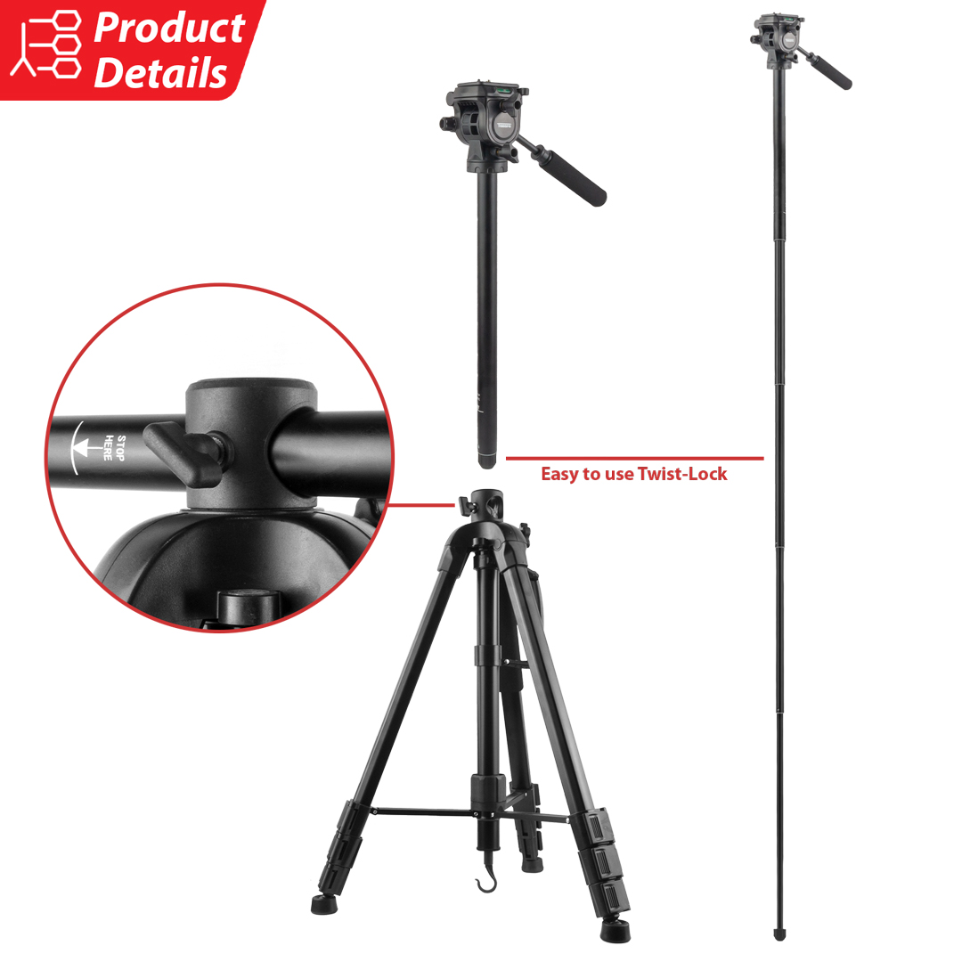 TMB-30 Overhead Flatlay Tripod Monopod with Fluid Video Head - Image 3