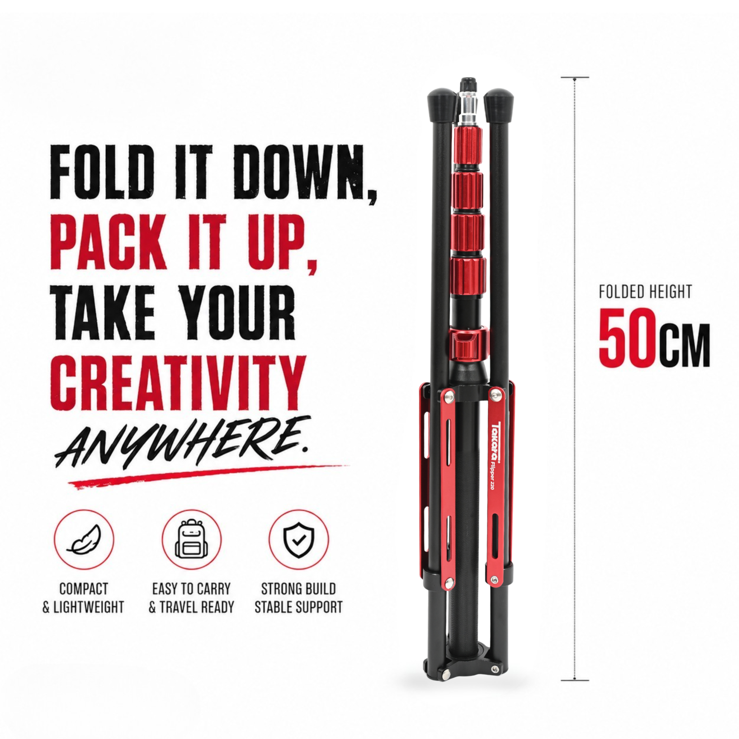 Takara Flipper 220 Travel Light Stand Aluminum Portable & Multi-Section - Image 4