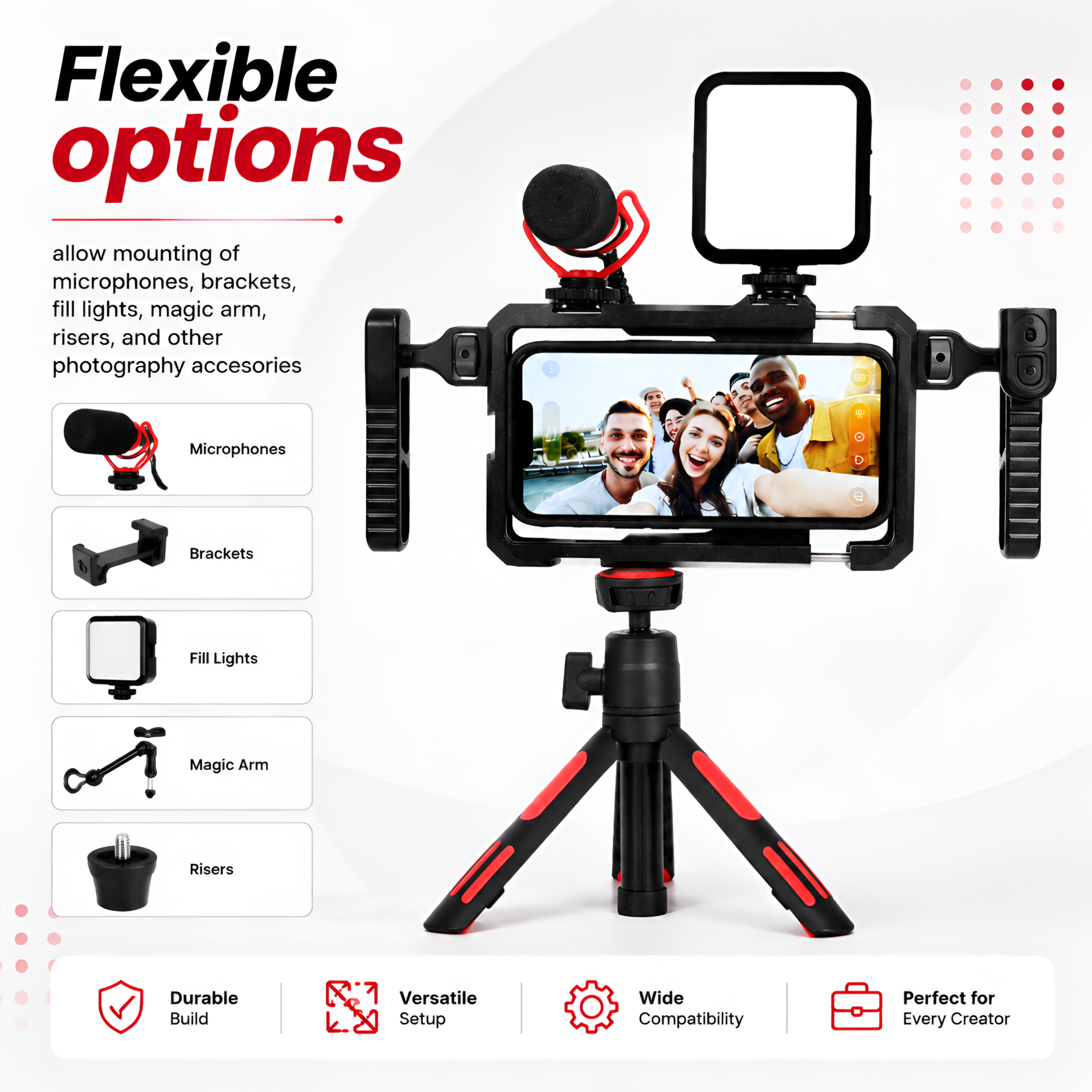 Takara Mobirig 07 Metal Cage Video Rig with Dual Handle Grip for Smartphone - Image 9