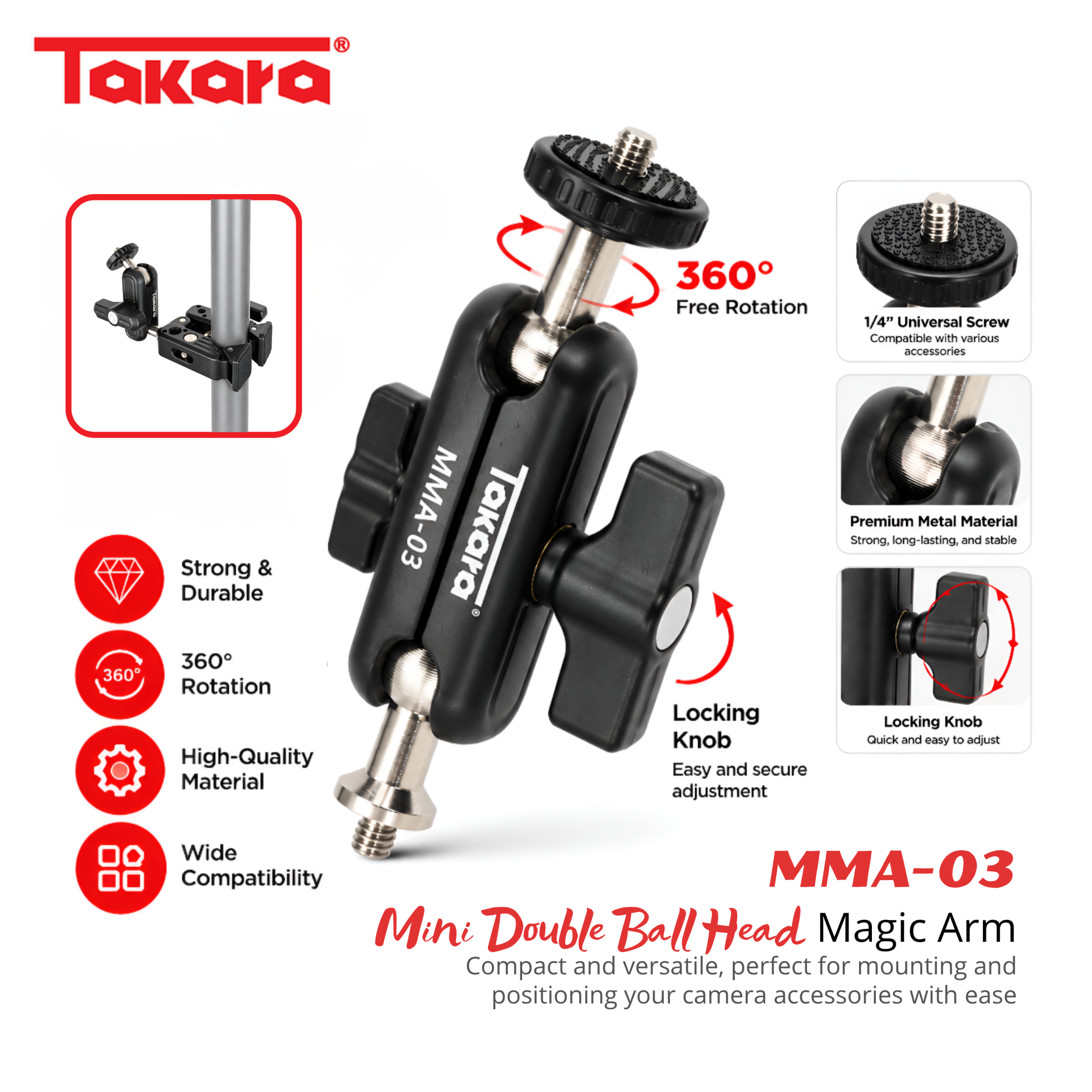 Takara MMA-03 Mini Magic Arm with Double Ball Head