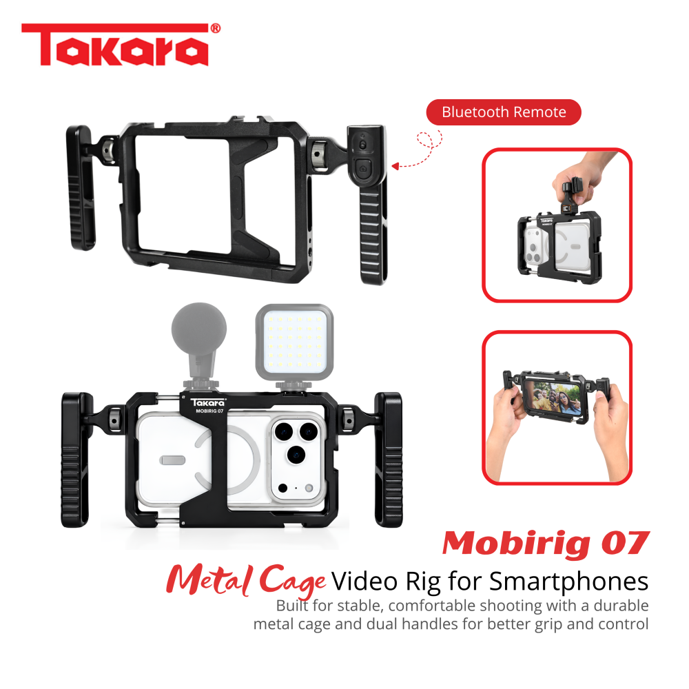 Takara Mobirig 07 Metal Cage Video Rig with Dual Handle Grip for Smartphone
